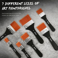 7Pcs Flat Tip Nylon Paint Brush Set Large Wash Brushes For Acrylic Watercolor Gesso Wood Wall Furnit