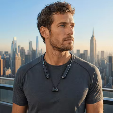 Digital Display Wireless Headset Large Capacity Magnetic Suction Neckband Earphones Half In-Ear Long