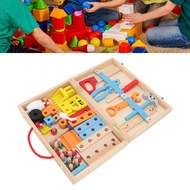 HEO~Wooden Toolbox Toys Fine Workmanship DIY Toolbox Puzzle Toy Educational Construction Kids Toys
