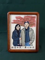 【似顏繪刺繡相框8吋】-兩人紀念