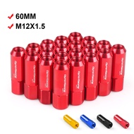 【Microsys】 20pcs M12 X 1.5 Wheel Lug Nuts 60mm Aluminum Racing Lock Lug Wheel Nuts Screw Tt100442