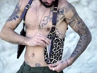 Steampunk Medieval Leather Shoulder Bag Vintage Phone Case Wallet Double Pocket Holster Festival Vik