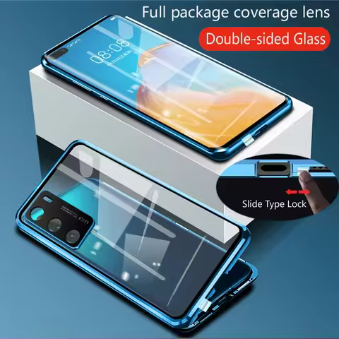 Double Sided Glass Magnetic Adsorption Metal Snap Lock Case For OPPO A79 A78 A98 5G Camera Lens Prot