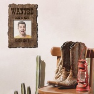 Wooden funny wanted poster Picture frame Dead or Alive Wild West wall decor