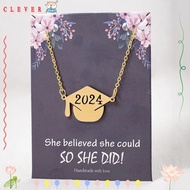 CLEVER Graduation Cap, Graduation Stainless Steel Pendant Necklace, Gifts Graduation Cap 2024 Card Jewelry Accessories Students