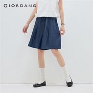 GIORDANO Women Shorts Drawstring Elastic Waist Shorts Pleated Wide Leg Relaxed Summer Simple Fashion