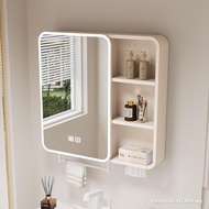 Space Aluminum Bathroom Mirror Cabinet Wall-Mounted Arc Separate Bathroom Aluminum Alloy Mirror Box 