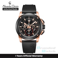 [Official Warranty] Alexandre Christie 9602MCRBRBA Men's Black Dial Silicone Strap Watch