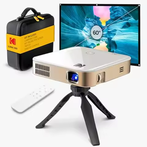 Smart Mini DLP Projector with Android OS Wi-Fi Screen Mirroring Remote Rechargeable Battery 60 Scree