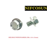 [READY STOCK] HEX BOLT WITH WASHER (M6 x 1.0 x 11mm)