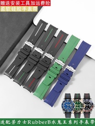 เหมาะสำหรับ Rolex RubberB สีดำและสีเขียว water ghost king series ROLEX นาฬิกาซิลิโคนดำน้ำพร้อมอุปกรณ์เสริมสำหรับผู้ชาย
