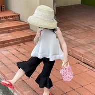 TT Korean Version Girls 2026 Summer New Style Milk White Textured Vest Baby Shirt Girls Cropped Flar
