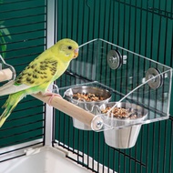 NEEDWAY Cage Mounted Bird Feeder, Acrylic Large Capacity Bird Food Dispenser, Bird Supplies Hangable