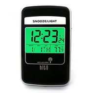 HITO Atomic Radio Controlled Multifunction LCD Travel Alarm Clock w/ Backlight， Smartlite， Calendar，