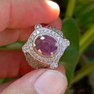 Gemstone Ring PINKISHnatural SAPPHIREORANGE + Memo (3.17ct)