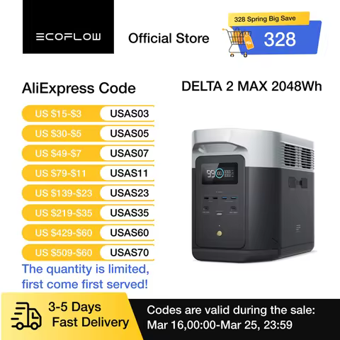 ECOFLOW Portable Power Station DELTA 2 Max, 1900Wh Solar Powered Generator, 2400W LFP Solar Generato