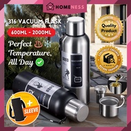 HOMENESS Premium 316 Stainless Steel Vacuum Thermal Flask Kereta Termos Air Panas Cold Double Layer 