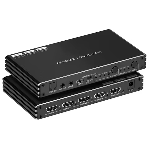 8k hdmi Switch 4x1 hdmi 2.1 Switch with Audio Extractor 4 Input 1 Output Mit Rs232 hdmi Switch Split