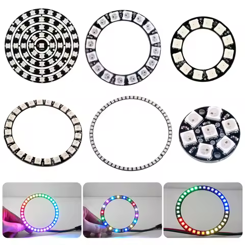 WS2812B 5050 RGB LED Ring 7 / 8 / 12 / 16 / 24 / 60 Bits Lamp Light with Integrated Drivers WS2812 f