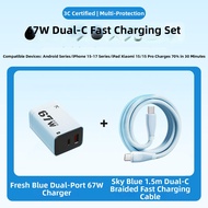 JZXS | Fast Charging Cable Dual Port 67W GaN Charger