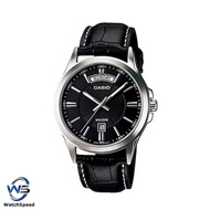 Casio MTP-1381L-1A MTP-1381L-1 Standard Analog Black Leather Strap Men's Dress Watch