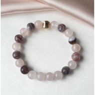 Faceted Botswana Agate with Madagascar Rose Quartz Crystal Bracelet [661]