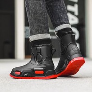 男士防滑雨靴 中筒騎手外賣鞋 戶外運動防水膠鞋 廚房工作鞋- 黑色（單鞋） 39