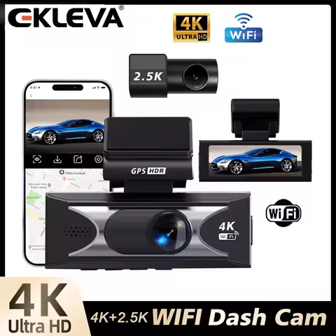 EKLEVA UHD 4K 2160P AI Driver Assistance Dash Cam Dual Lens ADAS WIFI Mini Car DVR Camera Video Driv