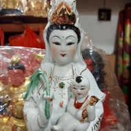 US patung dewi kwan im guan yin gendong anak berdiri 16 inch keramik
