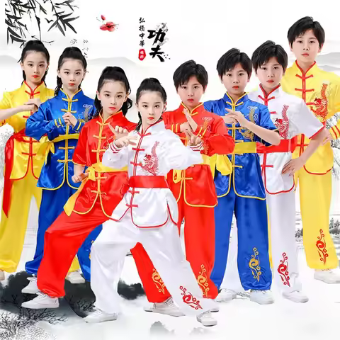 kid Chinese traditional Wushu Costume clothing boys girls KungFu Suit Tai Chi Martial Art Uniform ou