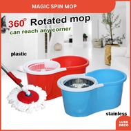 Magic Spin Mop with Bucket 360 Spin Quick-Dry Mop Rotating Tornado Mop with Stainless Steel Liner