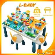 【Ready stock】Building Blocks Table Storage Space Meja Mainan kanak kanak Huge table Kids with Chair 