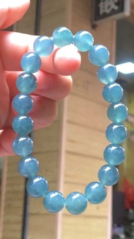 天然翡翠 緬甸 A玉 玉珠 玉鏈 手鏈 • 冰種寶藍飄花翡翠手串