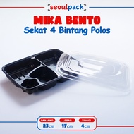 Mika Bento Box with 4 Star Dividers + Lid (50pcs) - Bento Box, Mika Bento, PET Bento, Bento Lunch Bo