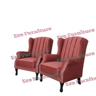 Kerusi Baldu Velvet Wing Chair 1 Seater Arm Chair Chesterfield Wing Chair