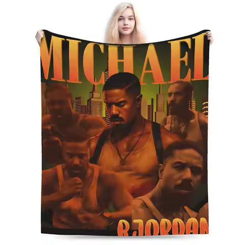 Michael B. Jordan Super Soft Blanket Casual Travel Office Throw Blanket Outdoor Flannel Bedspread So