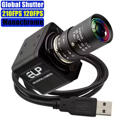 ELP 210FPS Global Shutter USB Camera Monochrome 10X Zoom Camera OV9281 High Speed PC Webcam For Indu