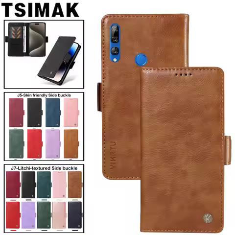 Luxury Magnetic Wallet Case For Huawei Y5 Y6 Y6S Y7 Y9 Prime 2019 2018 P Smart Z Litchi-textured Fli