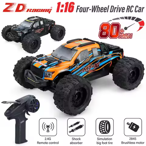 ZD Racing MT-16 RC Car 1:16 4WD 2.4GHZ 4CH Remote Control Off-Road Car 2845 Brushless 3600KV Motor 8