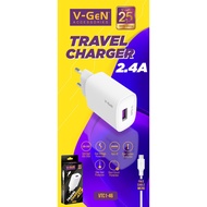 V-GEN VTC1-46 TRAVEL CHARGER 2.4A FREE MICRO CABLE 1M