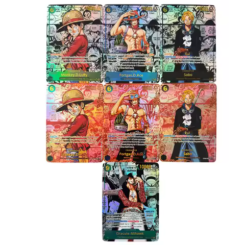 7pcs/set Anime One Piece English Version Manga OPCG OP13 OP14 Replica Ace Luffy Sabo Mihawk Game Ani