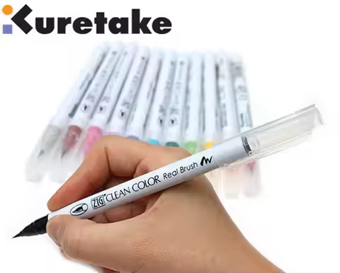 ZIG Kuretake RB-6000AT Clean Color Real Brush Pen Painting Japan 90 Colors