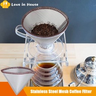 Reusable Pour Over Coffee Filter-ตัวกรองกาแฟตาข่ายสแตนเลสแบบยืดหยุ่นนำกลับมาใช้ใหม่ได้-กรวยกรองกาแฟโลหะไร้กระดาษถาวรสำหรับ Hario Chemex Ovalware และ Carafes อื่นๆ