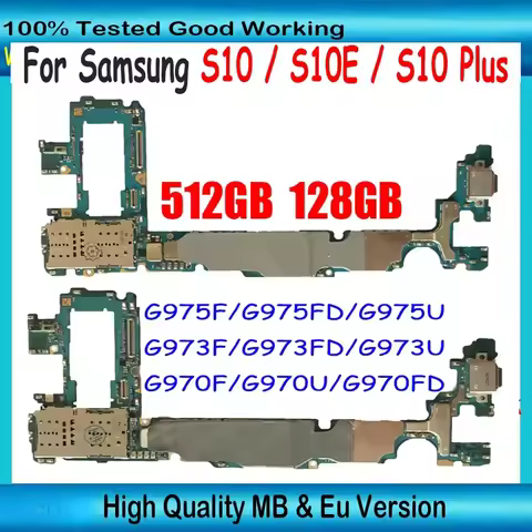 512GB Unlocked Logic Board For Samsung Galaxy S10 Plus G975F G975FD G975U S10 G973F G973U G973FD S10