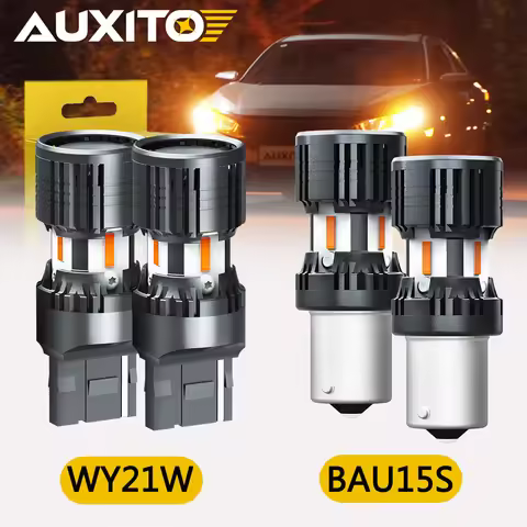 2Pcs AUXITO Turn Signal Light LED WY21W W21W BAU15S PY21W BA15S P27/7W Canbus 2200K Amber 12V Turbo
