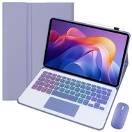 แป้นพิมพ์ทัชแพดเรืองแสงพร้อมเคสแท่นวางที่ทำจากหนังเพรียวบาง + เมาส์บลูทูธสำหรับ Redmi Pad 2 11นิ้ว20