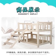 🧸Kennel Teddy Pet Bed Dog Bed Cat Nest Cat Bed Dog Nest Bed Solid Wood Dog Bed Pet Supplies Wooden Mat Double Layer MRPM