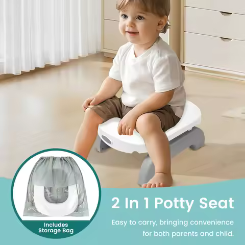 Portable Potty Seat for Toddler Foldable Travel Potty Training Toilet Seat，2-in-1 Go Portable Potty 
