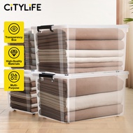 Citylife 84L Stackable Storage Box With Wheels Plastic Storage Box Organizer Large Capacity Containe
