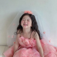 Children's Veil Girl Pink Flower Princess Headdress Cute Baby Day Show Graduation Studio Photo Props